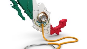 Map of Mexico with Stethoscope (clipping path included)