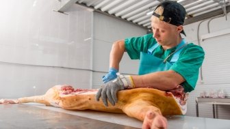 Man Processing Pork