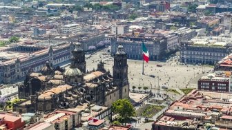 aerial view of Mexico City with zócalo,