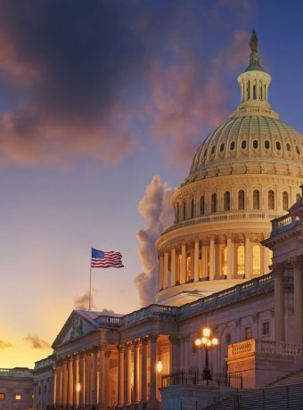 Capitol building at sunset