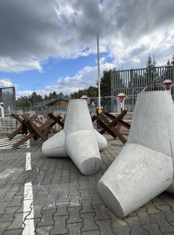 Pedestrian crossing point from Poland to Belarus, now closed, near Polish town of Bialowieza.