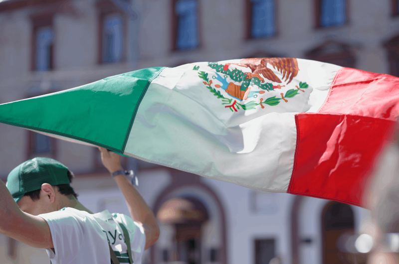 Mexican football fan with flag