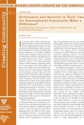 Governance and Security in Haiti: Can the International Community Make a Difference?