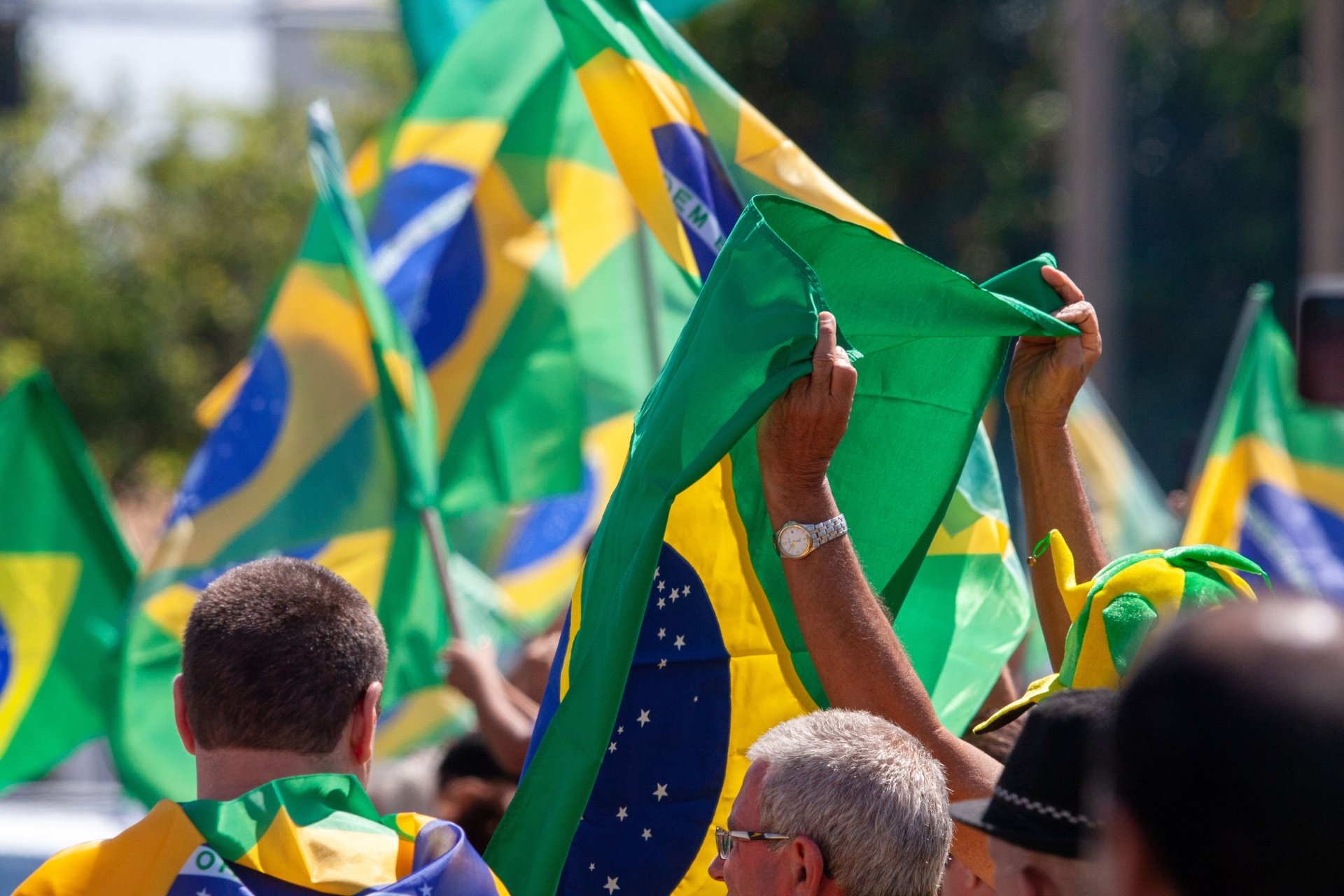 People Holding Brazilian Flags