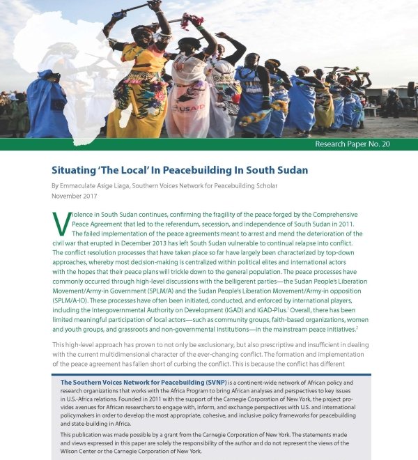 Narrowing the Gap between Local and International Peacebuilding Efforts in South Sudan