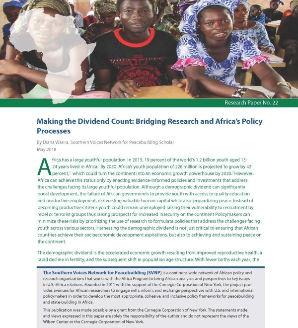 Making the Dividend Count: Bridging Research and Africa’s Policy Processes