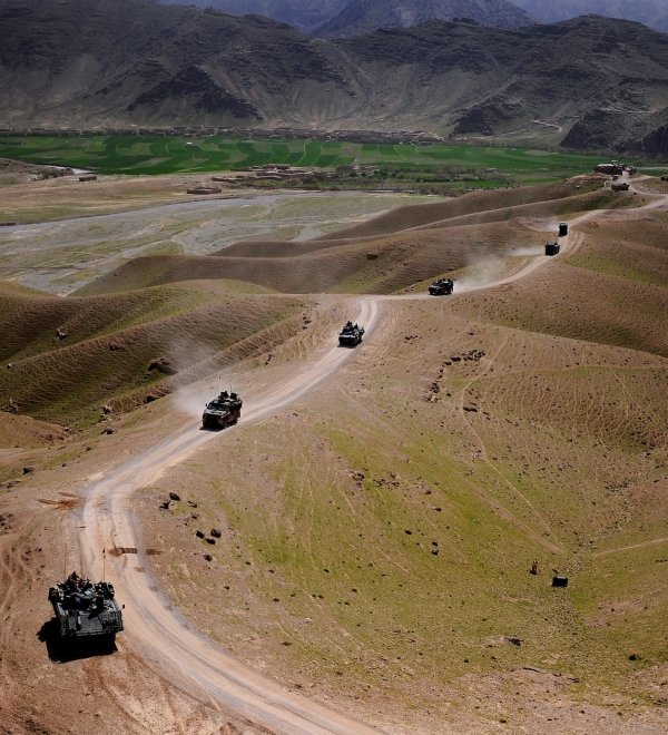 U.S. Air Force members teamed with French military member's convoy across Southern Afghanistan on a resupply mission, March 13, 2010.