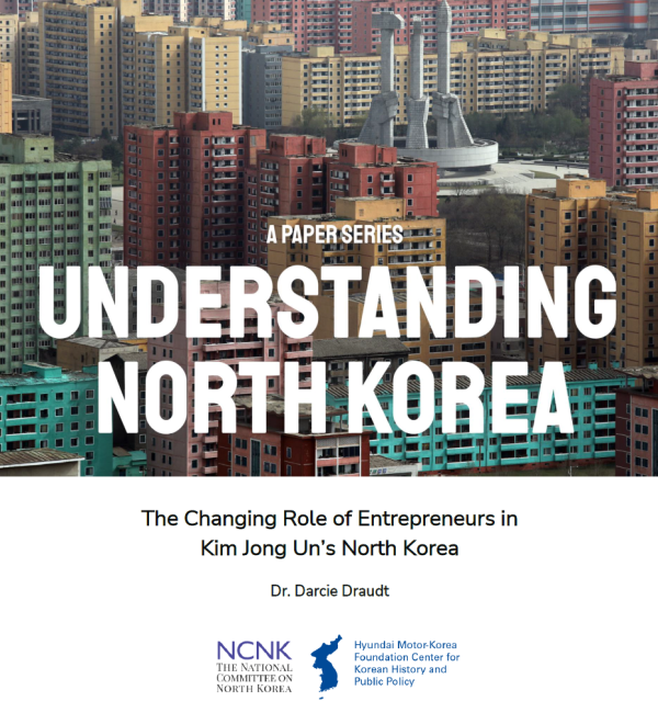 An image of the cover of the report, with a picture of a North Korean city and the title of the report.