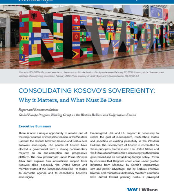 Cover of Consolidating Kosovo's Sovereignty: Why it Matters, and What Must Be Done