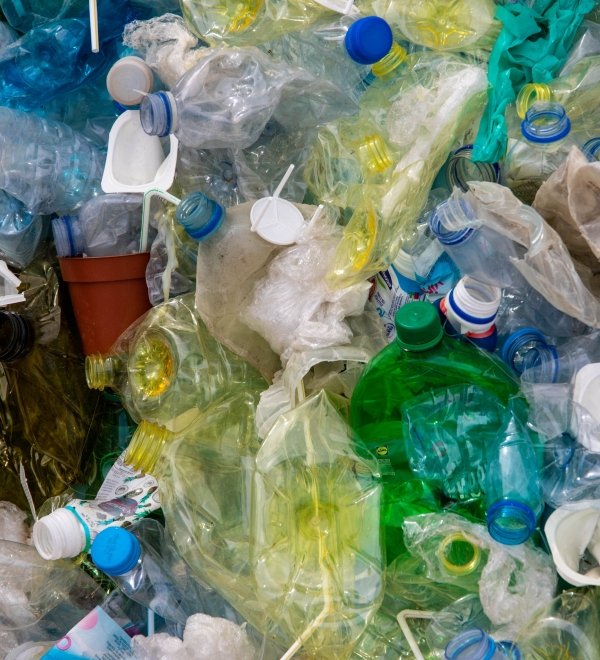 Plastic waste, bottles.