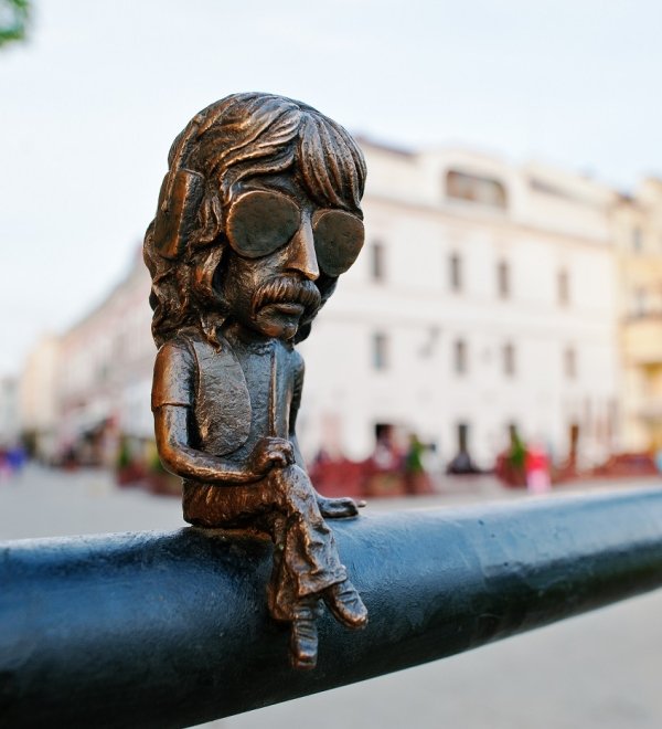 Mini bronze sculpture of John Douglas known as Jon Lord, leader of Deep Purple rock band. Uzhgorod, Ukraine Europe