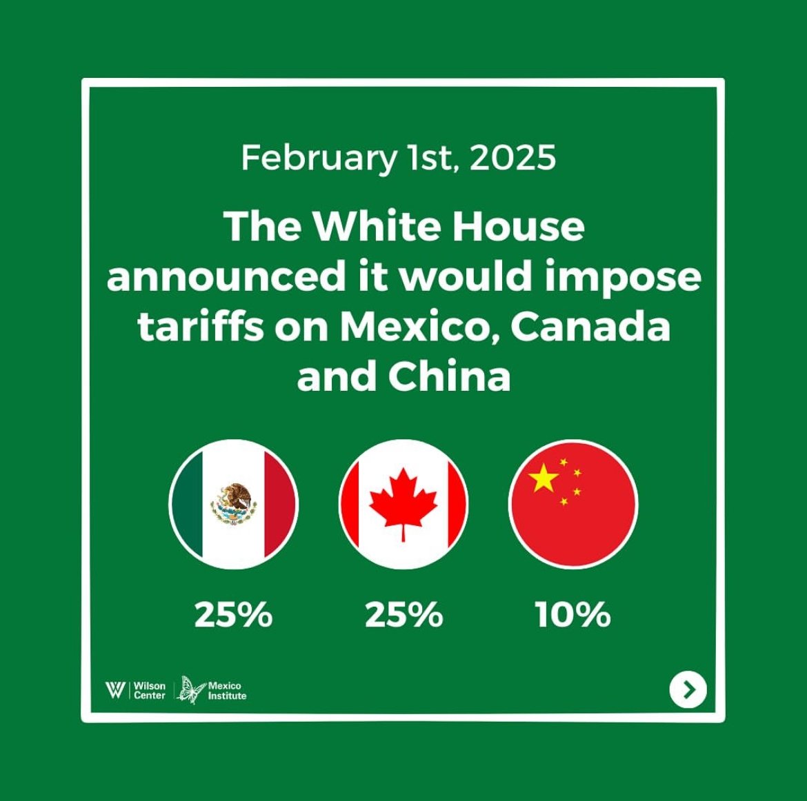 The White House announced it would impose tariffs on Mexico, Canada and China