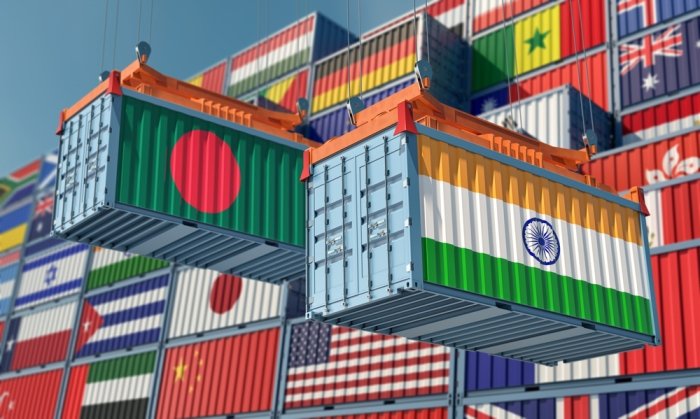 Bangladesh and Indian Flags on Containers