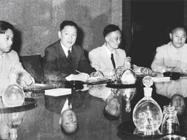 Chinese negotiators at the Sino-American Ambassadorial talks in Geneva in 1955.