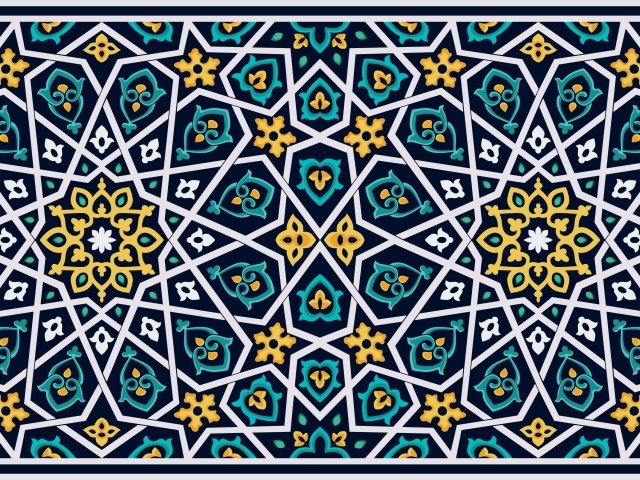 Mosaic design in blue and yellow