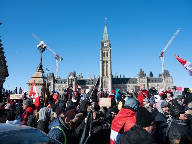 Canadian Truckers in front of Parliament