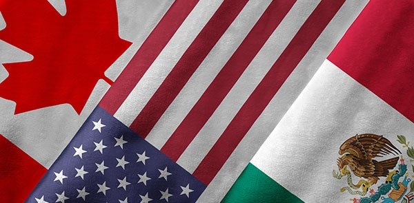 Canada US and Mexico Flags