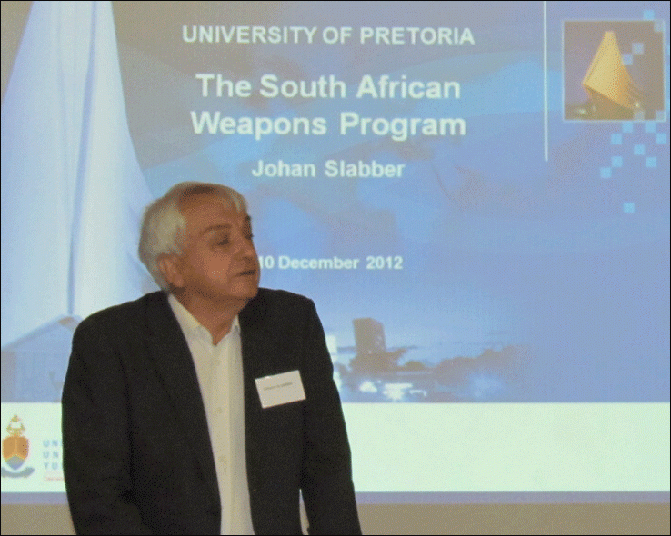 Johan Slabber presents on the South African Nuclear Weapons Program