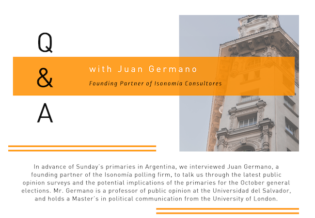 Q&A with Juan Germano, Founding Partner of Isonomía, on Argentina's Primaries