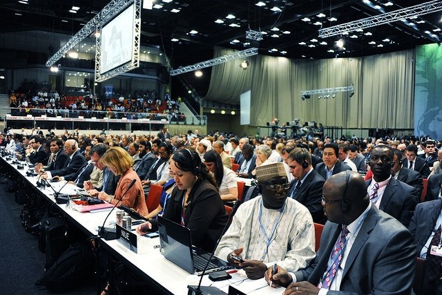 Delegates gather in South Africa for a UN climate summit in 2011. Photo by UN Photo/UNFCCC/Jan Golinski, via Flickr. Creative Commons.