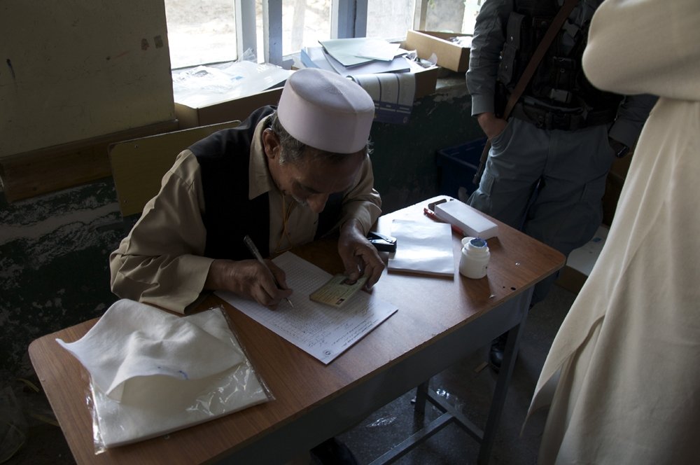 Afghan election worker, photo courtesy of USAID