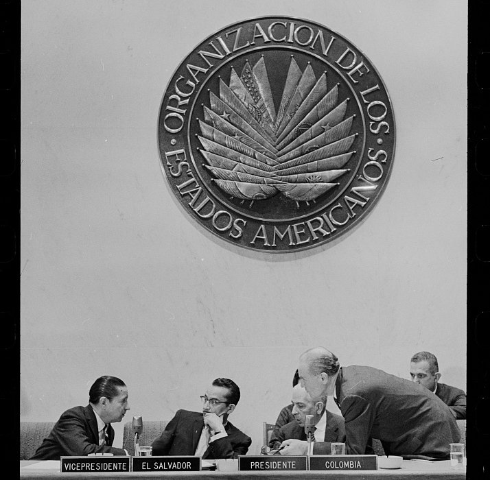 OAS representatives discuss Cuba on the morning of October 23, 1962 (Source: Library of Congress, ppmsca 41046)