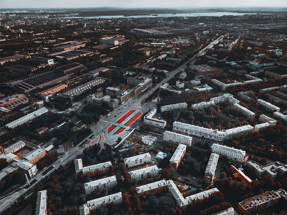 Photo: Aerial view of the calligraphic artwork by Pokras Lampas. Image taken from Instagram, @pokraslampas, photo series credit: Photo: Aerial view of the calligraphic artwork by Pokras Lampas. Image taken from Instagram, @pokraslampas, photo serise credit: @ural_geographic and @denbych Albert Gabsatarov and Dmitry Bychkovsky/“Stenograffia”