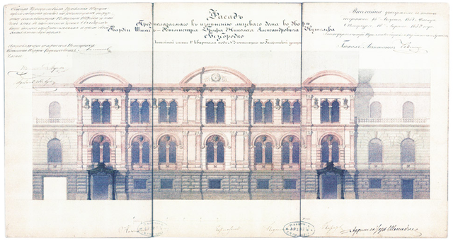 A 1859 drawing of the Kushelev-Bezobordko mansion, the future building of European University at St. Petersburg (Originally uploaded on en.wikipedia, FAL, https://commons.wikimedia.org/w/index.php?curid=16387444)