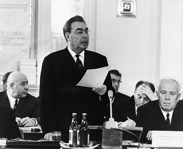  Leonid Brezhnev addresses the World Conference of Communist Parties in Moscow in 1969.