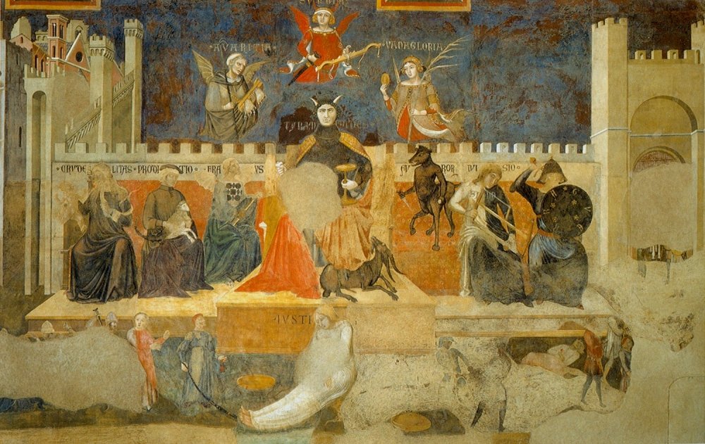 'The Allegory of Good and Bad Government' painted by Italian artist Ambrogio Lorenzetti between 1338 and 1339. Source: Wikimedia Commons.