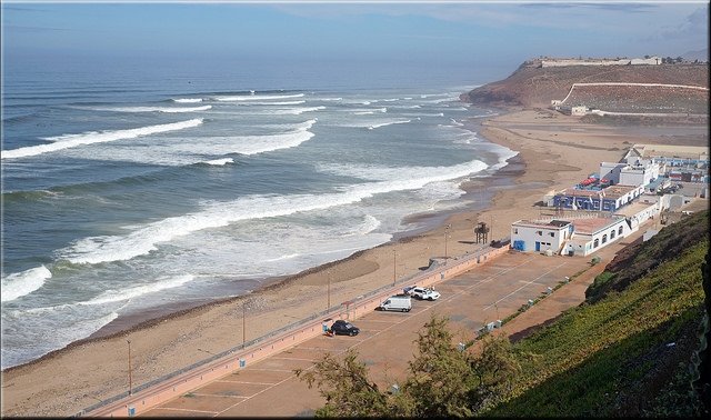 The Atlantic Ocean along a shoreline in Ifni, Morrocco