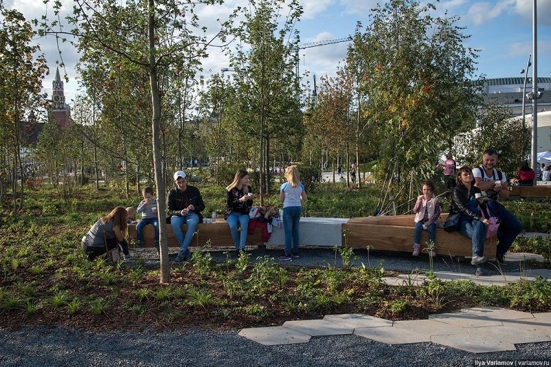 A group of people picnic at Zaryadye Park in Moscow. Source: Varlamov, CC-BY-SA 4.0