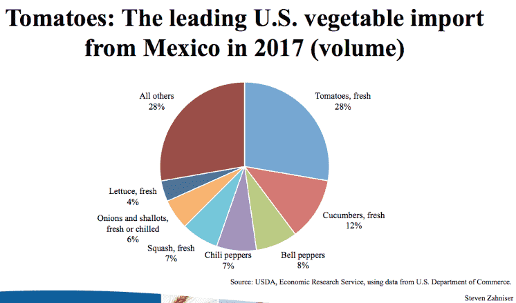 Tomatoes: The leading US vegetable import from Mexico in 2017 (volume)