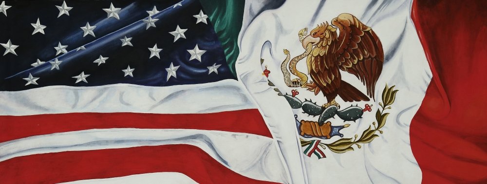 Mexico and US flags