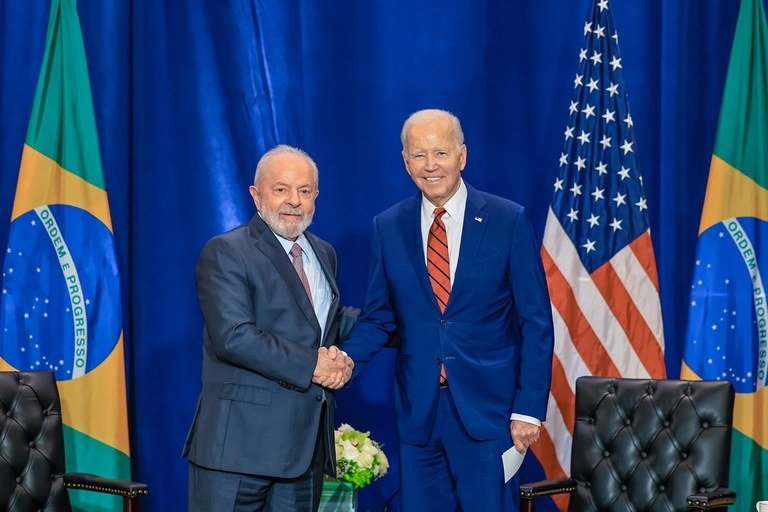 "Presidents Lula and Joe Biden during a bilateral meeting on Wednesday, 20/9, in New York. Photo: Ricardo Stuckert / PR"