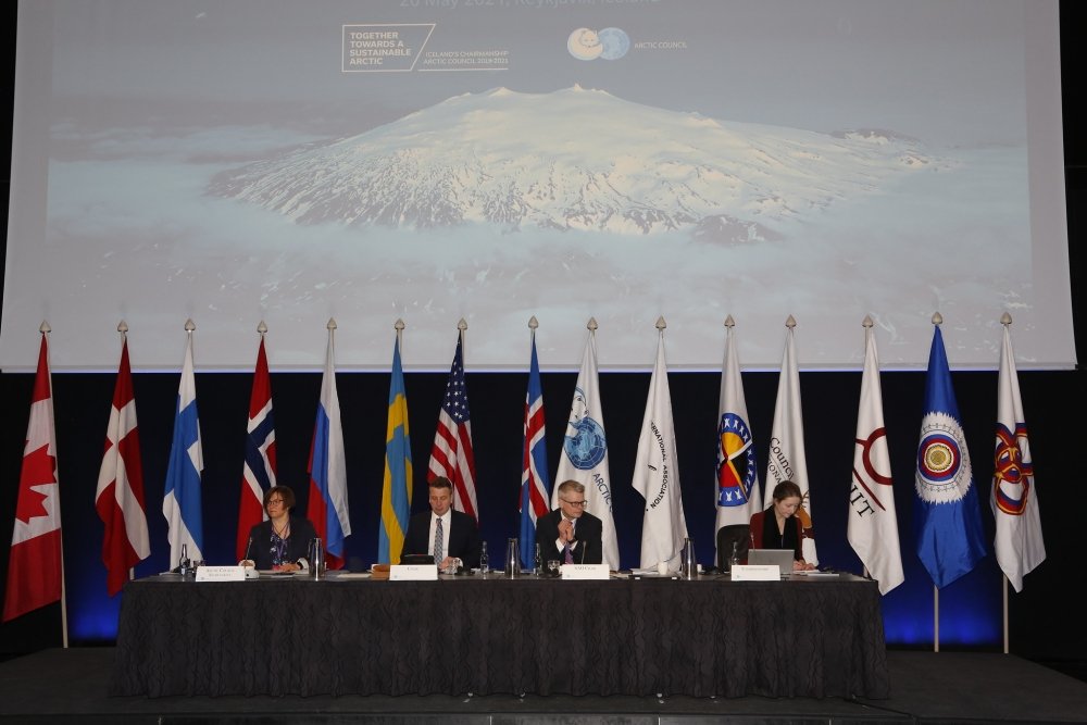 Representing 8 Arctic state flags, 6 Permanent Participant flags and one flag for the Arctic Council