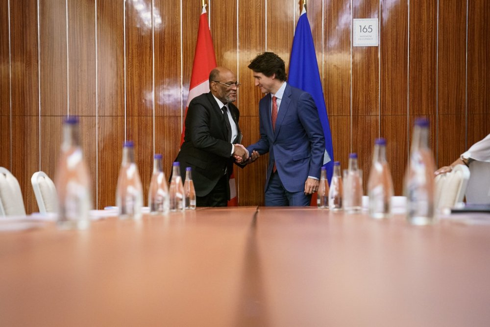 Justin Trudeau and Ariel Henry at CARICOM 2023