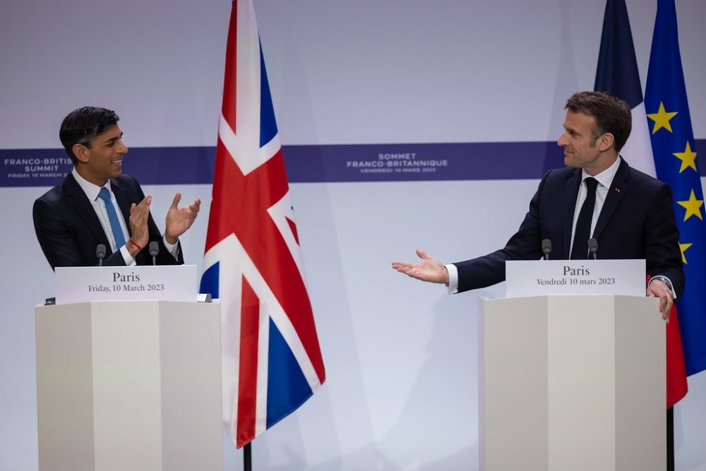 The Prime Minister Rishi Sunak holds a joint press conference with the President of France Emmanuel Macron in the Elysee Palace.