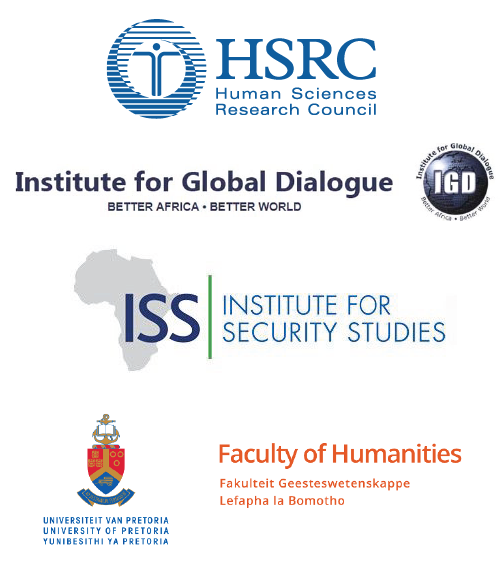 The Human Sciences Research Council, The Institute for Global Dialogue, The Institute for Security Studies, The University of Pretoria Logos