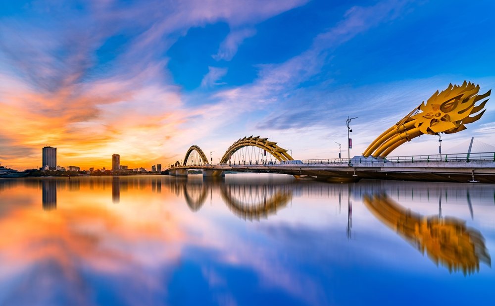 Sunrise at the Dragon Bridge in Da Nag City, Vietnam