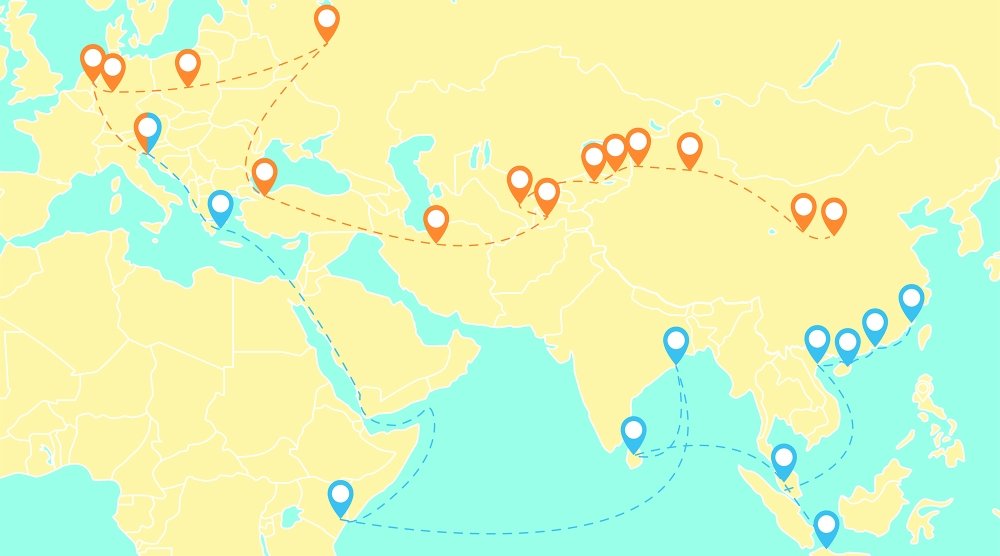 A map of the Belt and Road Initiative