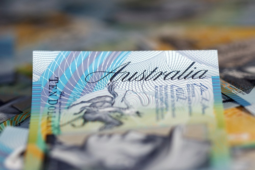 A close up of an Australian ten dollar bill
