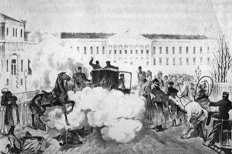 Print depicting Assassination of Alexander II