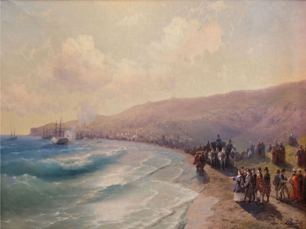 Painting of Catherine the Great's royal procession on a beach in Feodosia, Crimea