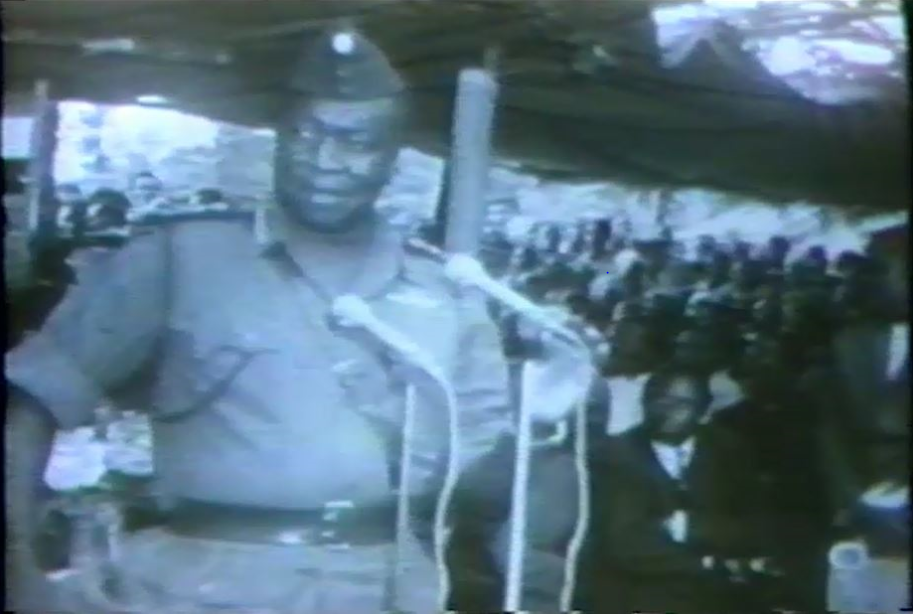 General Idi Amin speaking in rural area after seizing power in Uganda in 1971.