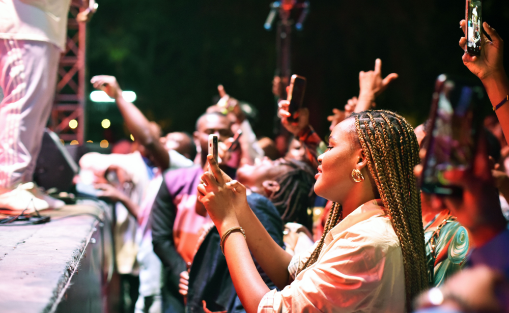Dakar, Senegal, Africa, May 25 2022, young fans of a music group at a night concert