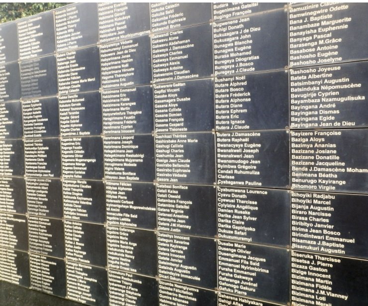  Names of victims at mass graves in National Memorial to the victims of Genocide in Kigali, Rwanda.