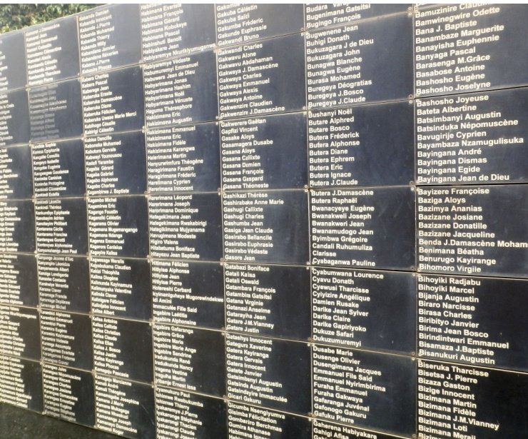 Names of victims at mass graves in National Memorial to the victims of Genocide in Kigali, Rwanda.