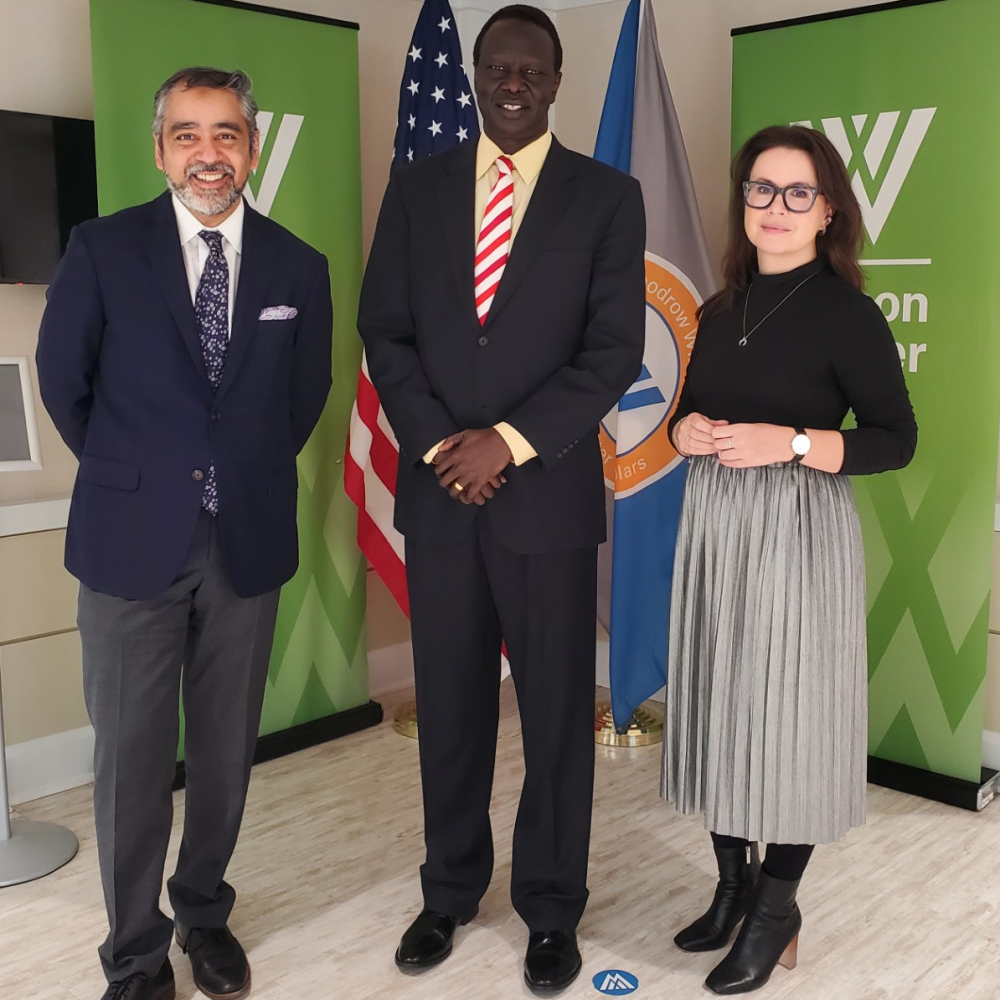 Speakers Zaman and Daigle pose for photo with RAFDI Director John Thon Majok
