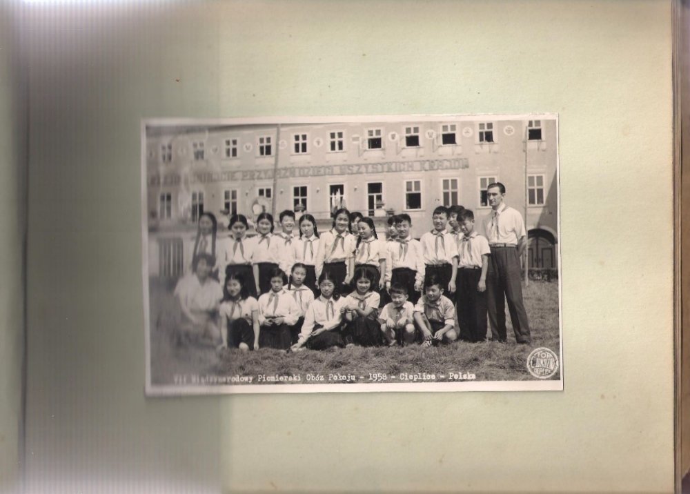 a group of North Korean war orphans at the International Pioneer Camp of Peace, Cieplice, July 1958